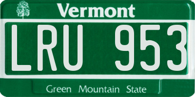 VT license plate LRU953
