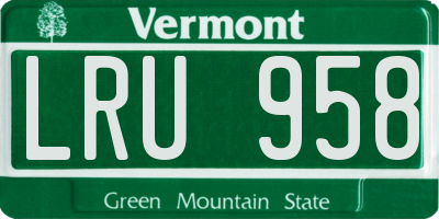 VT license plate LRU958