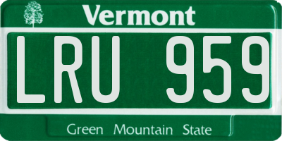 VT license plate LRU959
