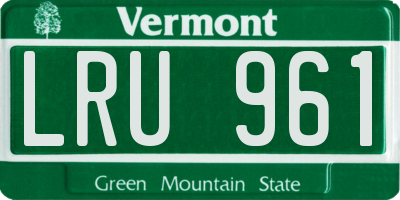 VT license plate LRU961