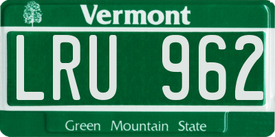 VT license plate LRU962
