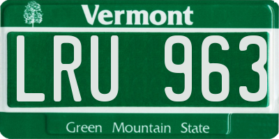 VT license plate LRU963