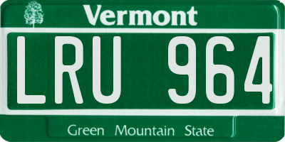 VT license plate LRU964