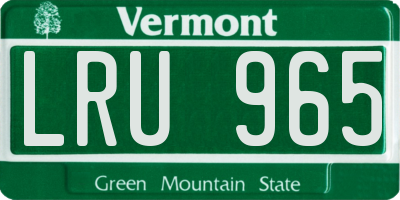 VT license plate LRU965