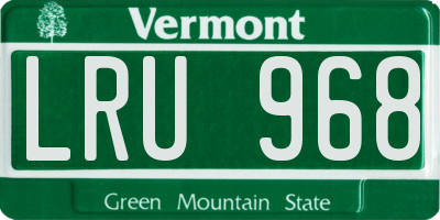 VT license plate LRU968