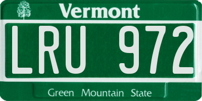 VT license plate LRU972