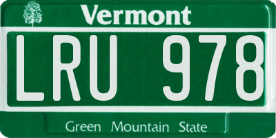 VT license plate LRU978