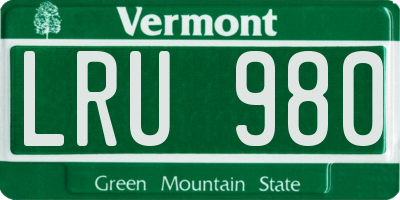 VT license plate LRU980