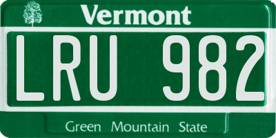 VT license plate LRU982