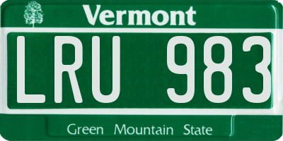 VT license plate LRU983
