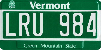 VT license plate LRU984