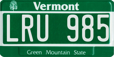 VT license plate LRU985