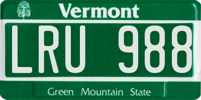 VT license plate LRU988