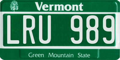 VT license plate LRU989