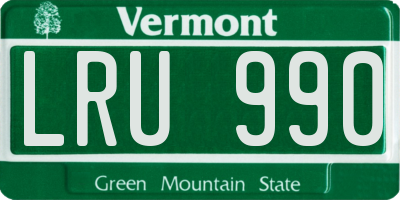 VT license plate LRU990