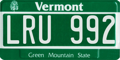 VT license plate LRU992
