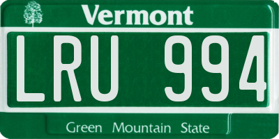 VT license plate LRU994