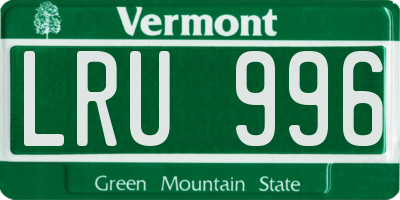 VT license plate LRU996