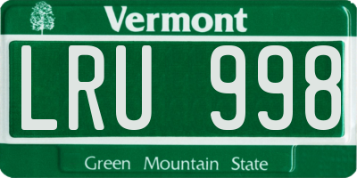 VT license plate LRU998