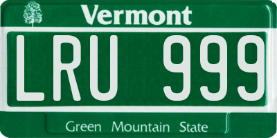 VT license plate LRU999