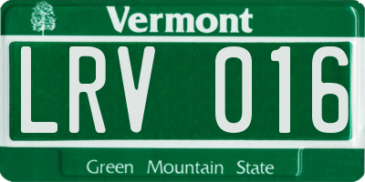 VT license plate LRV016