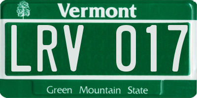 VT license plate LRV017