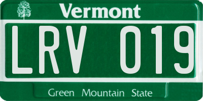 VT license plate LRV019