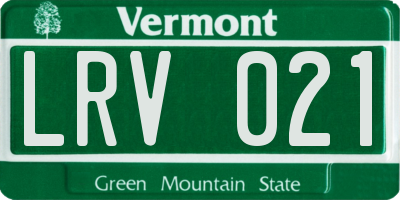 VT license plate LRV021