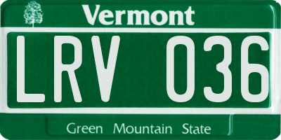 VT license plate LRV036