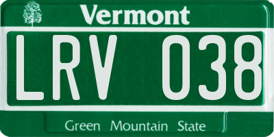 VT license plate LRV038