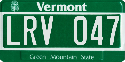 VT license plate LRV047