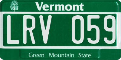 VT license plate LRV059