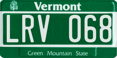 VT license plate LRV068