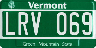 VT license plate LRV069