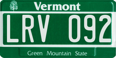 VT license plate LRV092