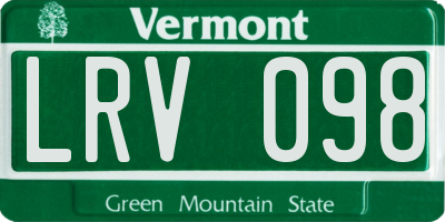 VT license plate LRV098