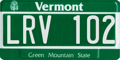 VT license plate LRV102