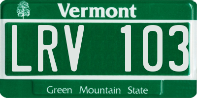 VT license plate LRV103