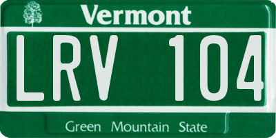 VT license plate LRV104