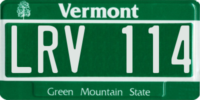 VT license plate LRV114