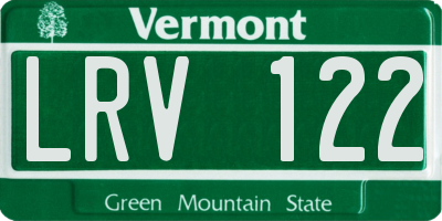 VT license plate LRV122