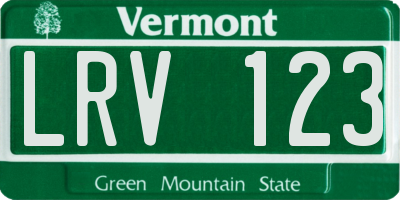 VT license plate LRV123