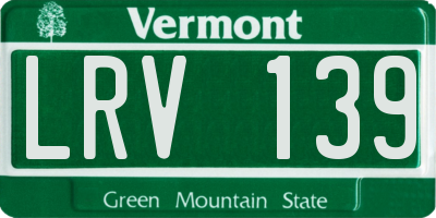VT license plate LRV139
