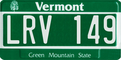 VT license plate LRV149