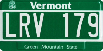 VT license plate LRV179