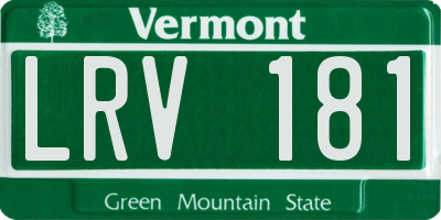 VT license plate LRV181