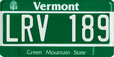 VT license plate LRV189