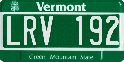 VT license plate LRV192