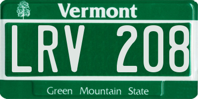 VT license plate LRV208