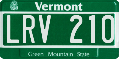 VT license plate LRV210